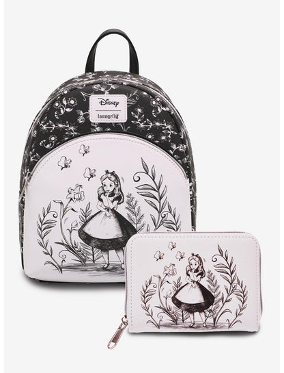 Loungefly Disney Alice In Wonderland Black & White Mini Backpack - US 9012