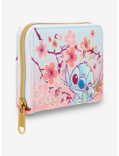 Loungefly Disney Stitch & Scrump Cherry Blossoms Mini Zipper Wallet - US 7346