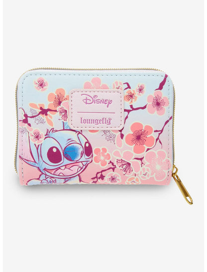 Loungefly Disney Stitch & Scrump Cherry Blossoms Mini Zipper Wallet - US 7346