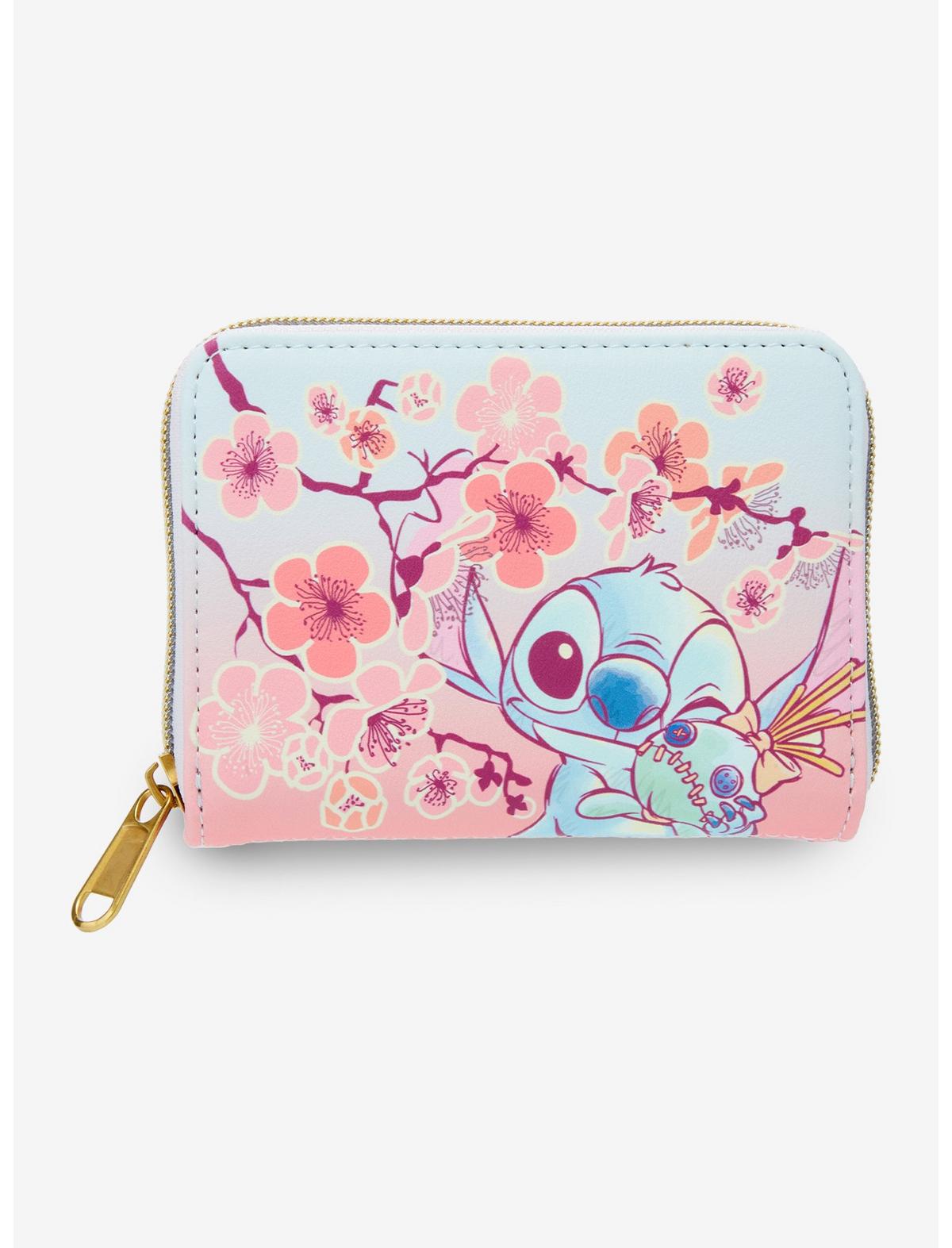 Loungefly Disney Stitch & Scrump Cherry Blossoms Mini Zipper Wallet - US 7346