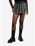 Dark Grey Frayed Denim Mini Skirt - US 8808