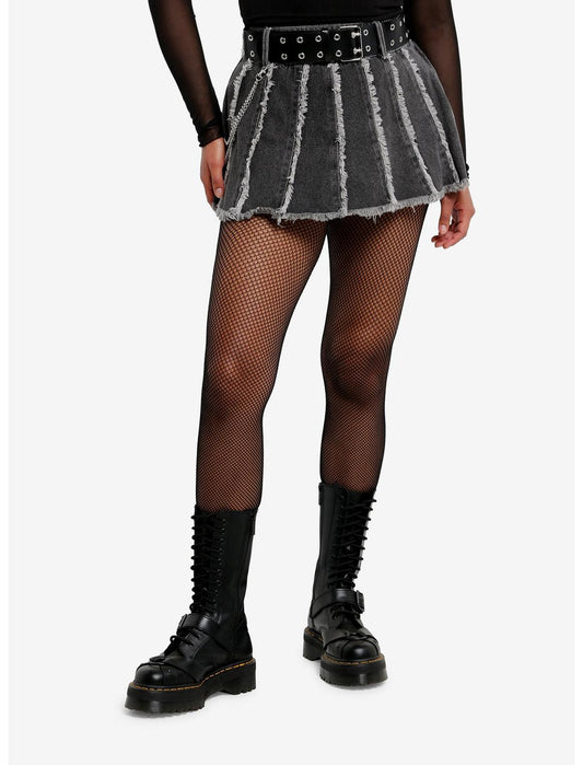 Dark Grey Frayed Denim Mini Skirt - US 8808
