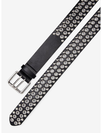 Black & Silver Stud Grommet Belt - US 9109