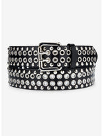 Black & Silver Stud Grommet Belt - US 9109