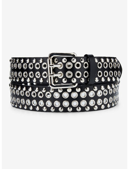 Black & Silver Stud Grommet Belt - US 9109