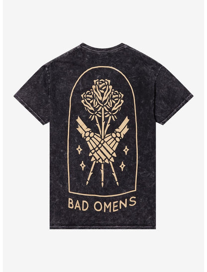 Bad Omens Skeletons Holding Roses Relaxed Fit Girls T-Shirt - US 8460