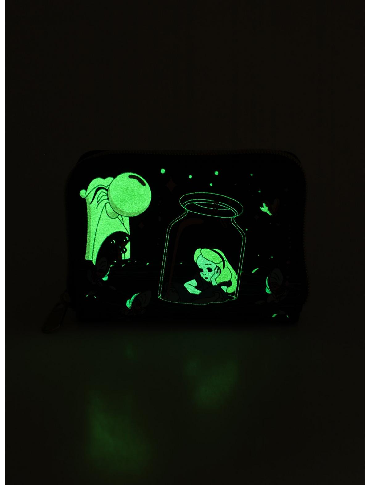 Loungefly Disney Alice In Wonderland Glow-In-The-Dark Characters Mini Zipper Wallet - US 5841