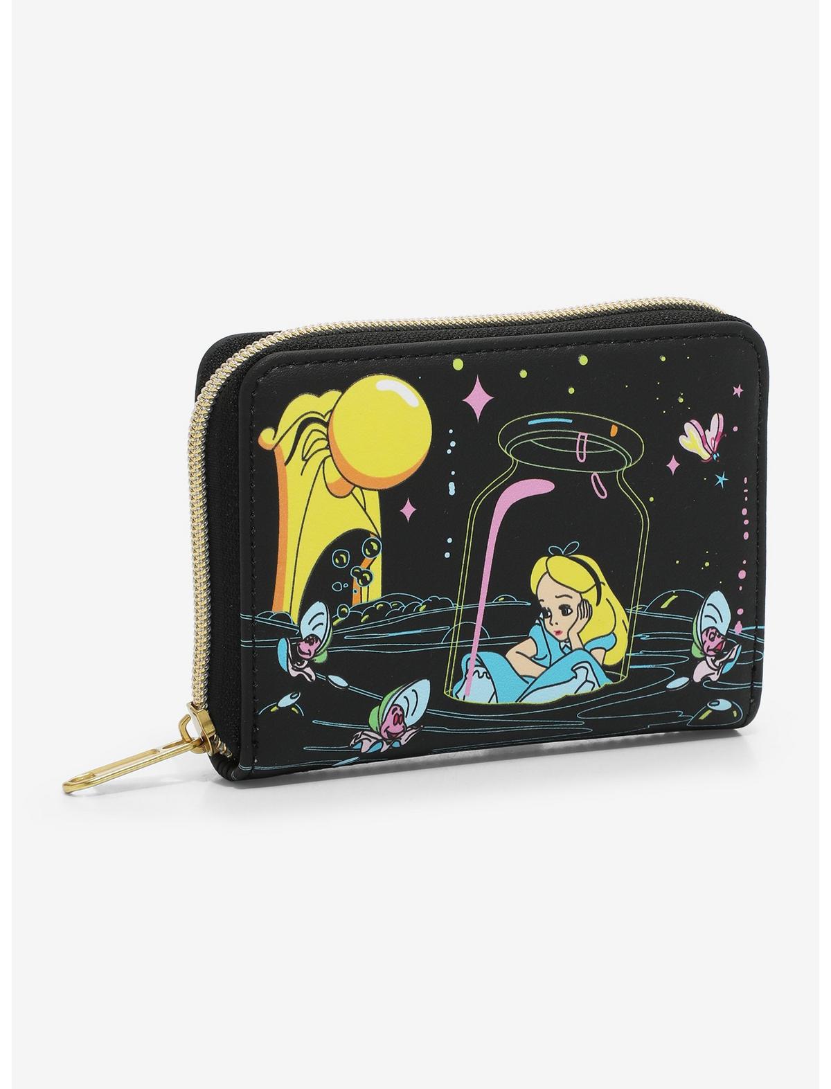 Loungefly Disney Alice In Wonderland Glow-In-The-Dark Characters Mini Zipper Wallet - US 5841