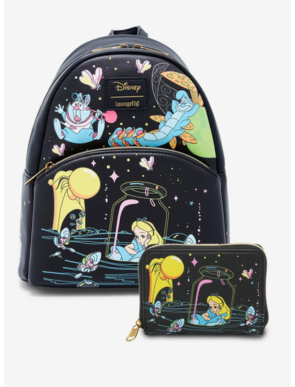Loungefly Disney Alice In Wonderland Glow-In-The-Dark Characters Mini Zipper Wallet - US 5841