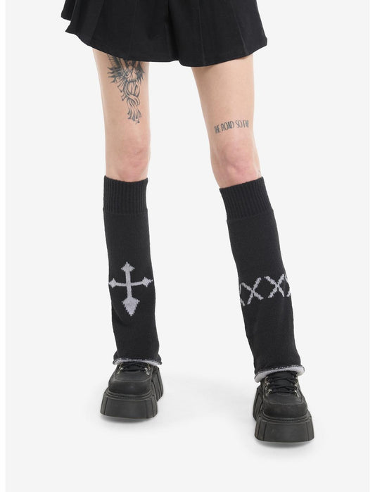 Grey & Black Reversible Leg Warmers - US 2575