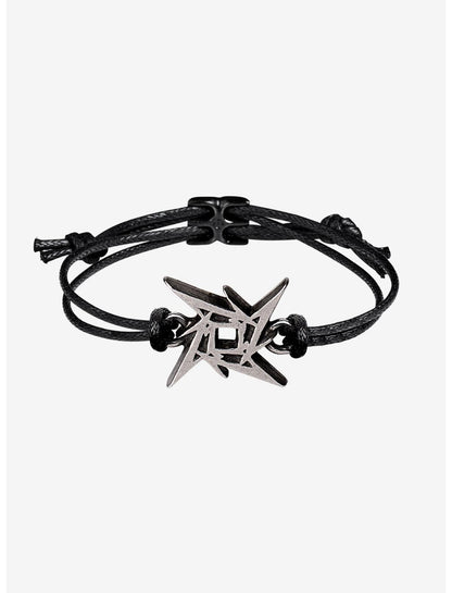 Alchemy of England Metallica: Ninja Star Waxed Cord Logo Wriststrap - US 6003