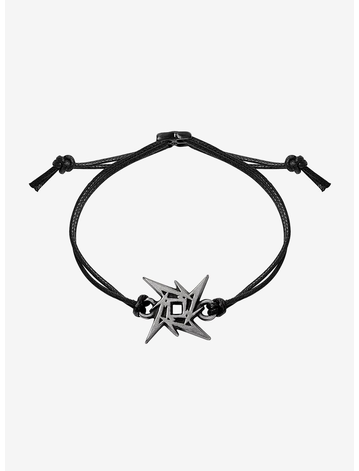 Alchemy of England Metallica: Ninja Star Waxed Cord Logo Wriststrap - US 6003
