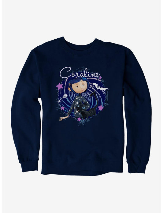 Coraline The Cat Swirl And Stars Sweatshirt - US 9771