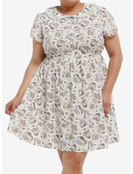 Cream Butterfly Mushroom Collared Dress Plus Size - US 1113