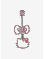 14G Steel Hello Kitty Rhinestone Bow Navel Barbell - US 4554