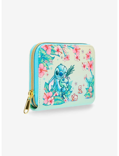 Loungefly Disney Stitch Floral Mini Zipper Wallet - US 1828