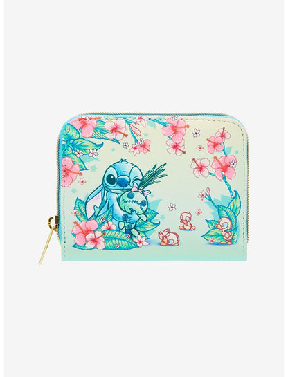Loungefly Disney Stitch Floral Mini Zipper Wallet - US 1828