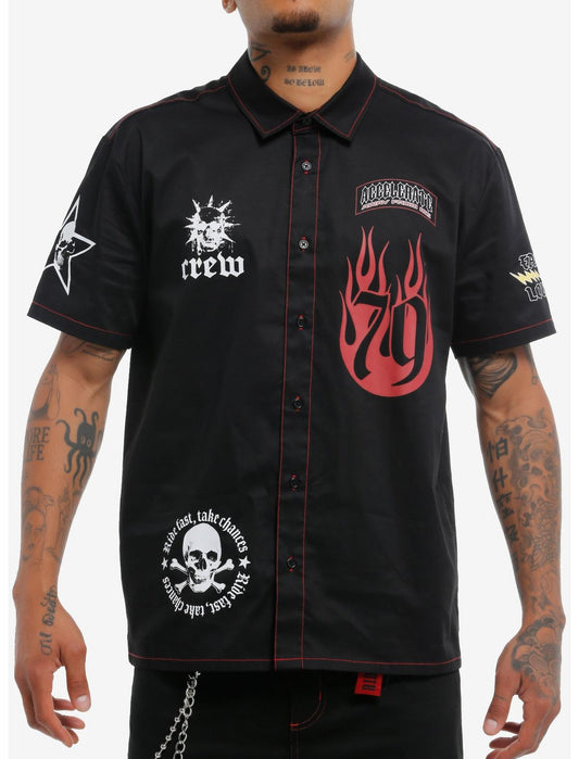 Faster Louder Motor Club Woven Button-Up - US 5193