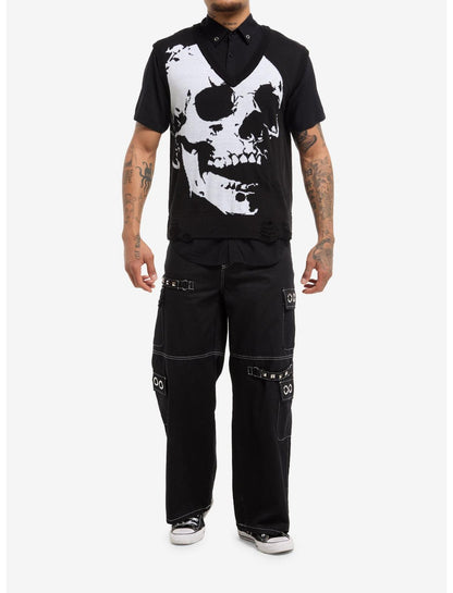 Black & White Skull Twofer Sweater Vest - US 6822