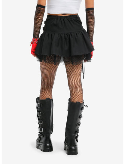 Black Lace-Up Grommet Hardware Skirt - US 5513
