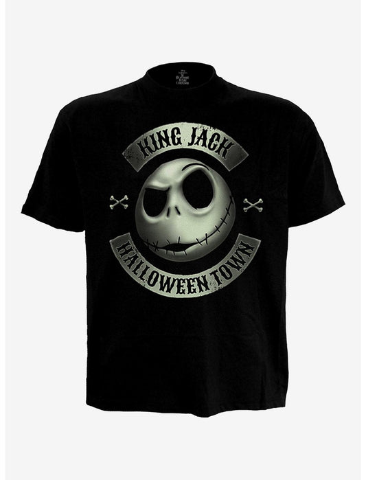 Disney Nightmare Before Christmas Jack Crest (Glow in the Dark) Front Print T-Shirt - US 0163