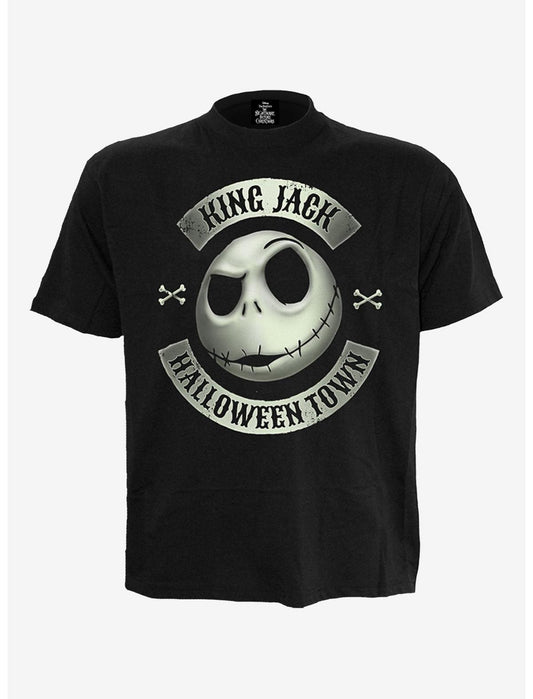 Disney Nightmare Before Christmas Jack Crest (Glow in the Dark) Front Print T-Shirt - US 0163