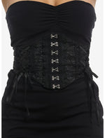 Black Floral Lace Ribbon Corset - US 0868