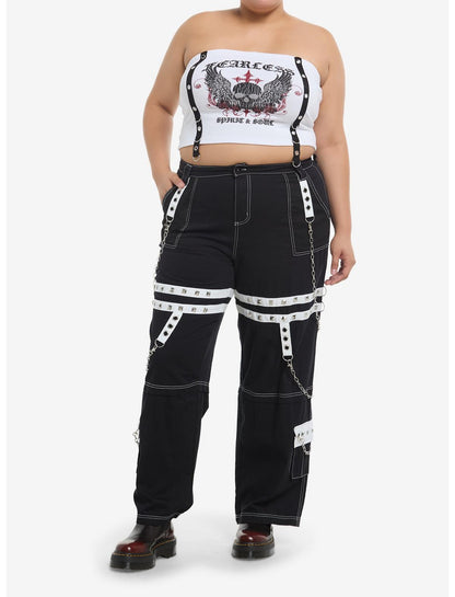 Fearless Skull Grommet Tape Tube Top Plus Size - US 6063