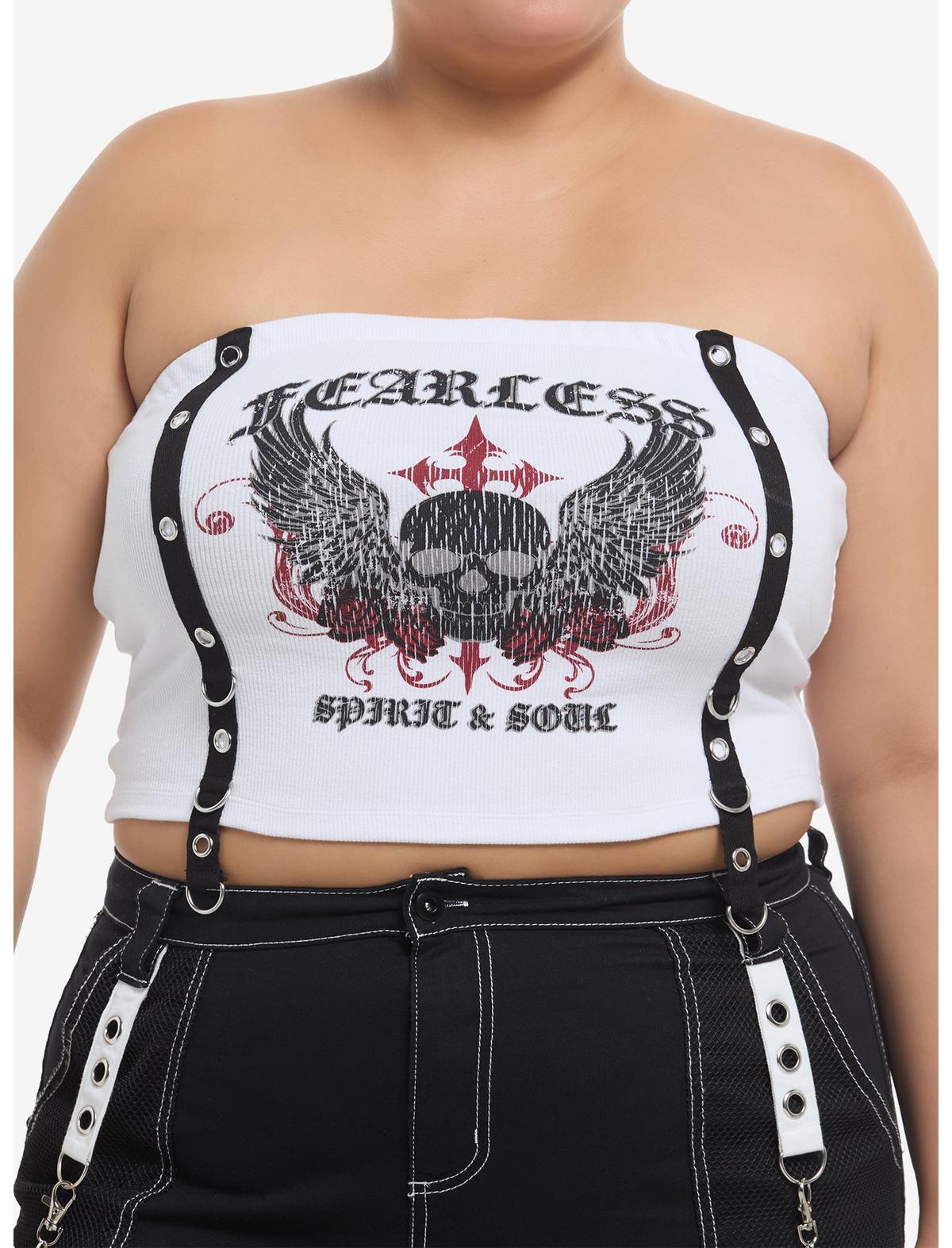 Fearless Skull Grommet Tape Tube Top Plus Size - US 6063