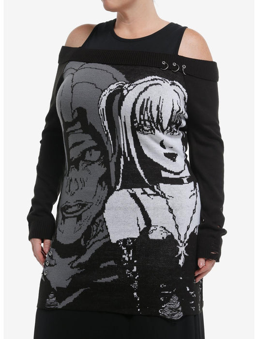 Death Note Misa & Rem Distressed Off-Shoulder Sweater Dress Plus Size - US 3960