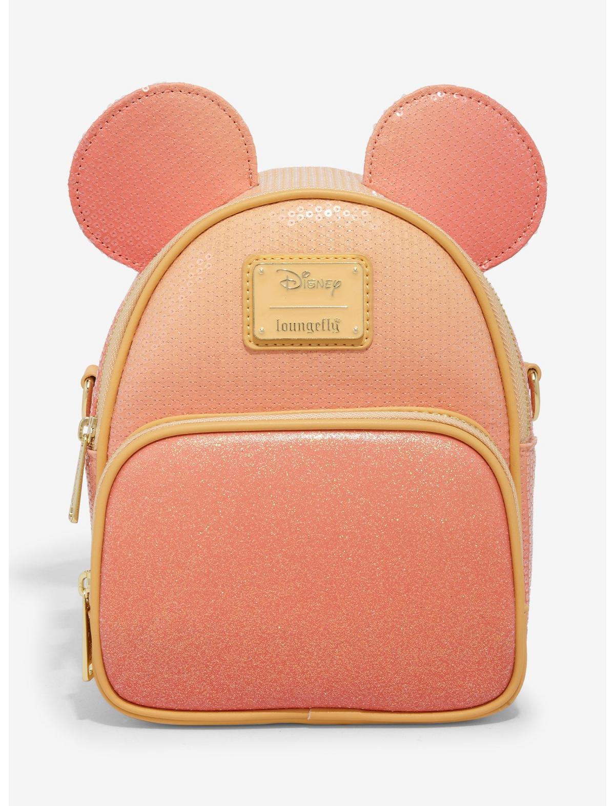 Loungefly Disney Mickey Mouse Orange Glitter Convertible Crossbody Bag - US 5131