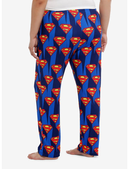DC Comics Superman Crest Allover Print Pajama Pants Plus Size - US 0641