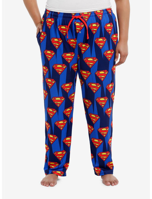 DC Comics Superman Crest Allover Print Pajama Pants Plus Size - US 0641