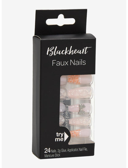 Blackheart Pink Plaid Bow Press-On Nail Set - US 1119