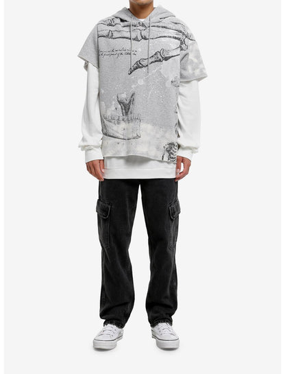 Anatomy Grey & White Twofer Thermal Hoodie - US 6430