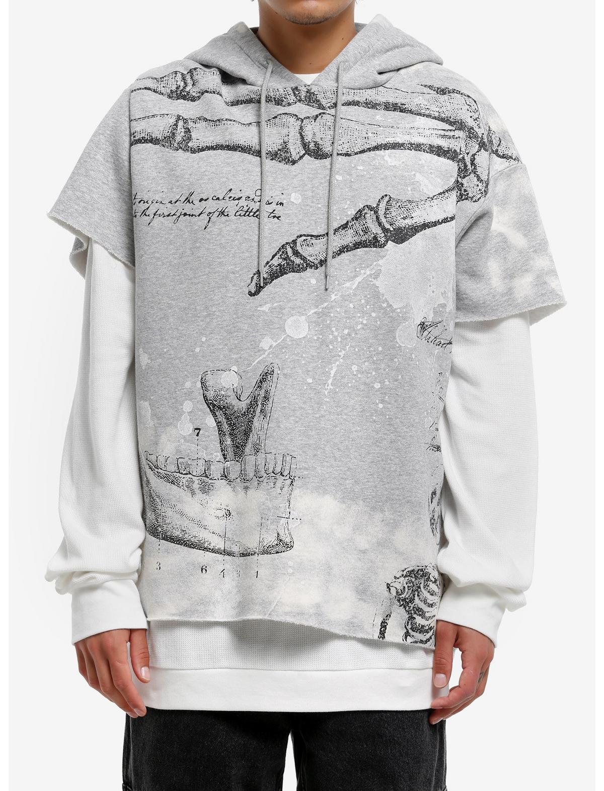 Anatomy Grey & White Twofer Thermal Hoodie - US 6430