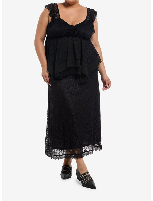 Cosmic Aura Black Lace Layered Girls Tank Top Plus Size - US 5891