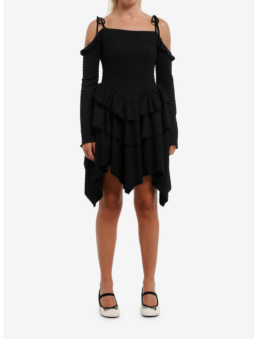 Cosmic Aura Ruffle Cold Shoulder Dress - US 0883