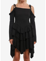 Cosmic Aura Ruffle Cold Shoulder Dress - US 0883