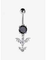 14G Steel Black Bat Navel Barbell - US 8516