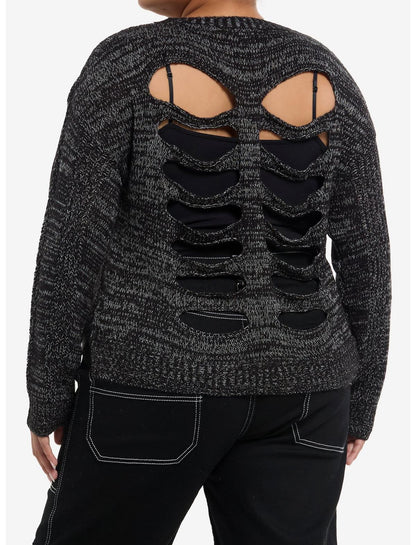 Dark Grey Back Slash Girls Knit Sweater Plus Size - US 7615