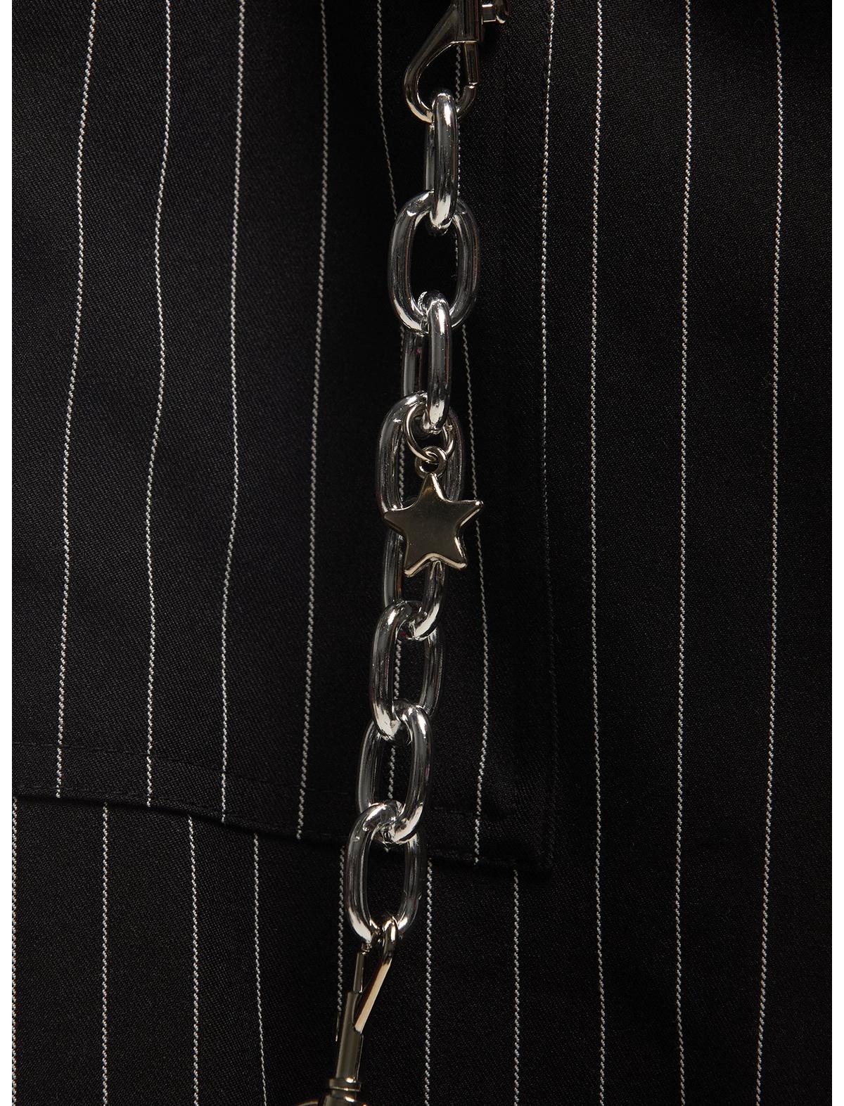 Black & White Pinstripe Suspender Chain Pants - US 4923