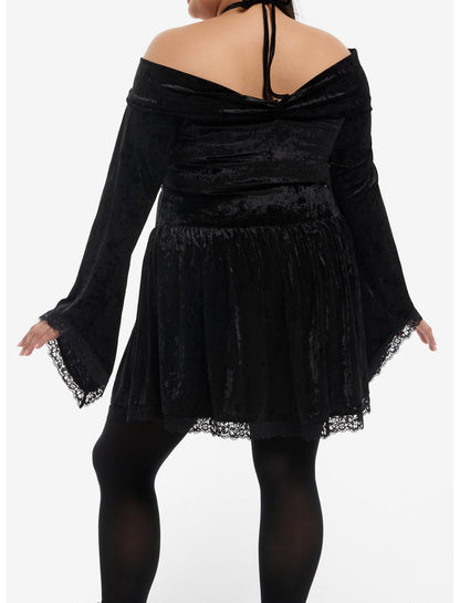 Cosmic Aura Black Velvet Halter Dress Plus Size - US 6772
