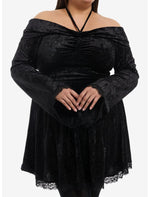 Cosmic Aura Black Velvet Halter Dress Plus Size - US 6772