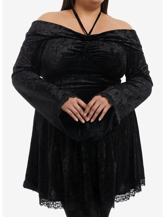 Cosmic Aura Black Velvet Halter Dress Plus Size - US 6772