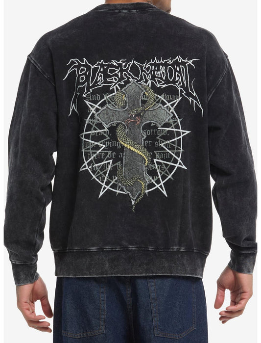 Black Metal Snake & Cross Crewneck Sweater - US 7138