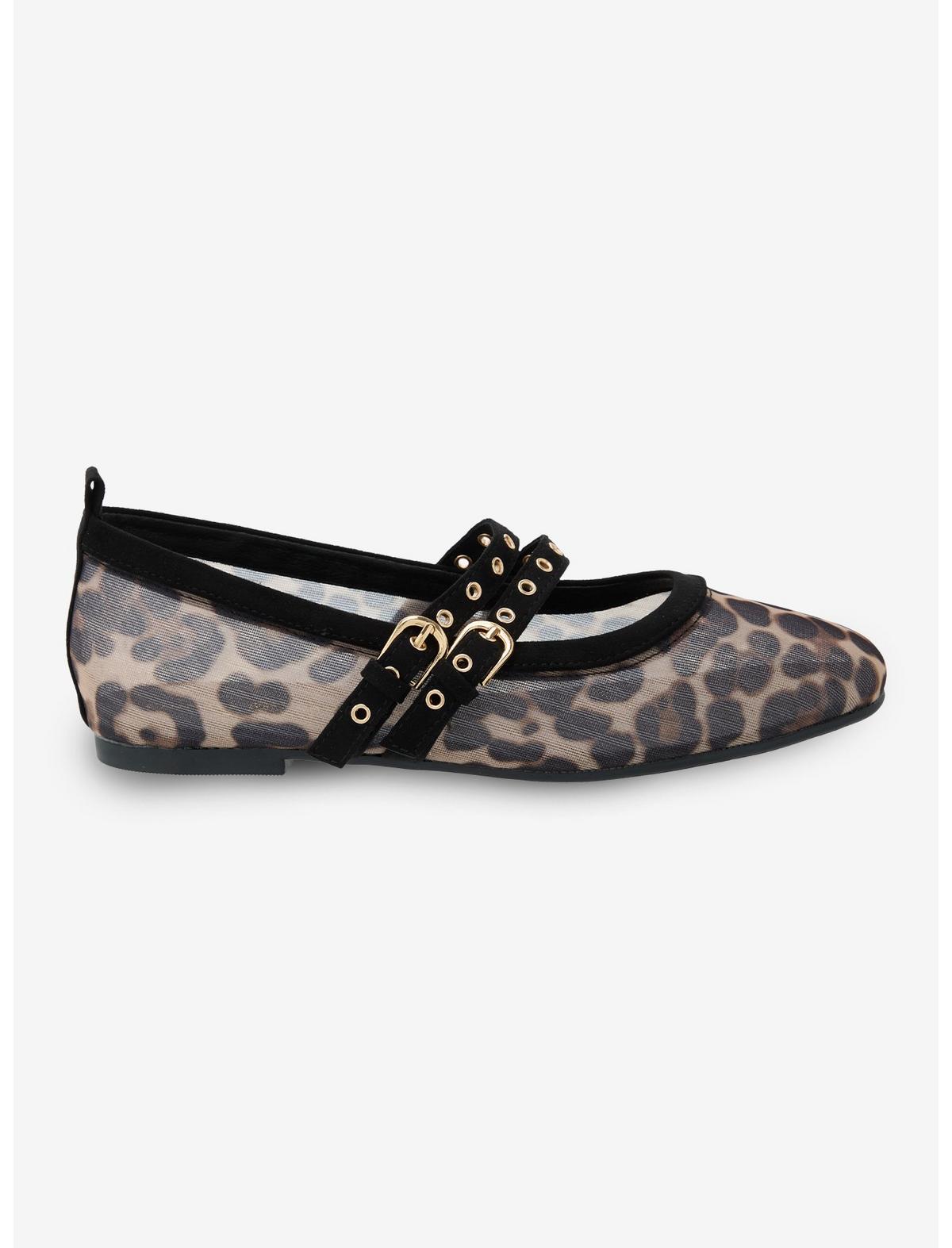 Chinese Laundry Leopard Mesh Grommet Strap Flats - US 3277