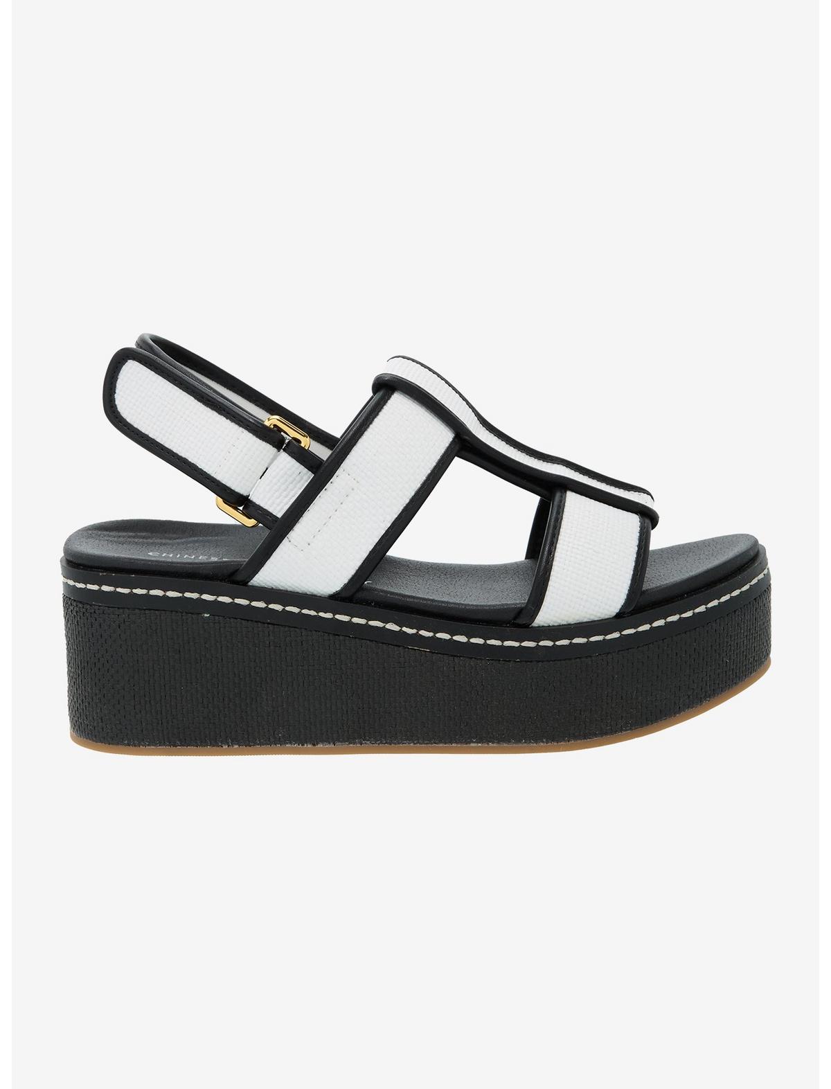 Chinese Laundry Black & White Strappy Platform Sandals - US 6082