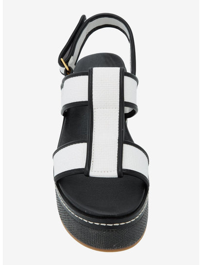 Chinese Laundry Black & White Strappy Platform Sandals - US 6082