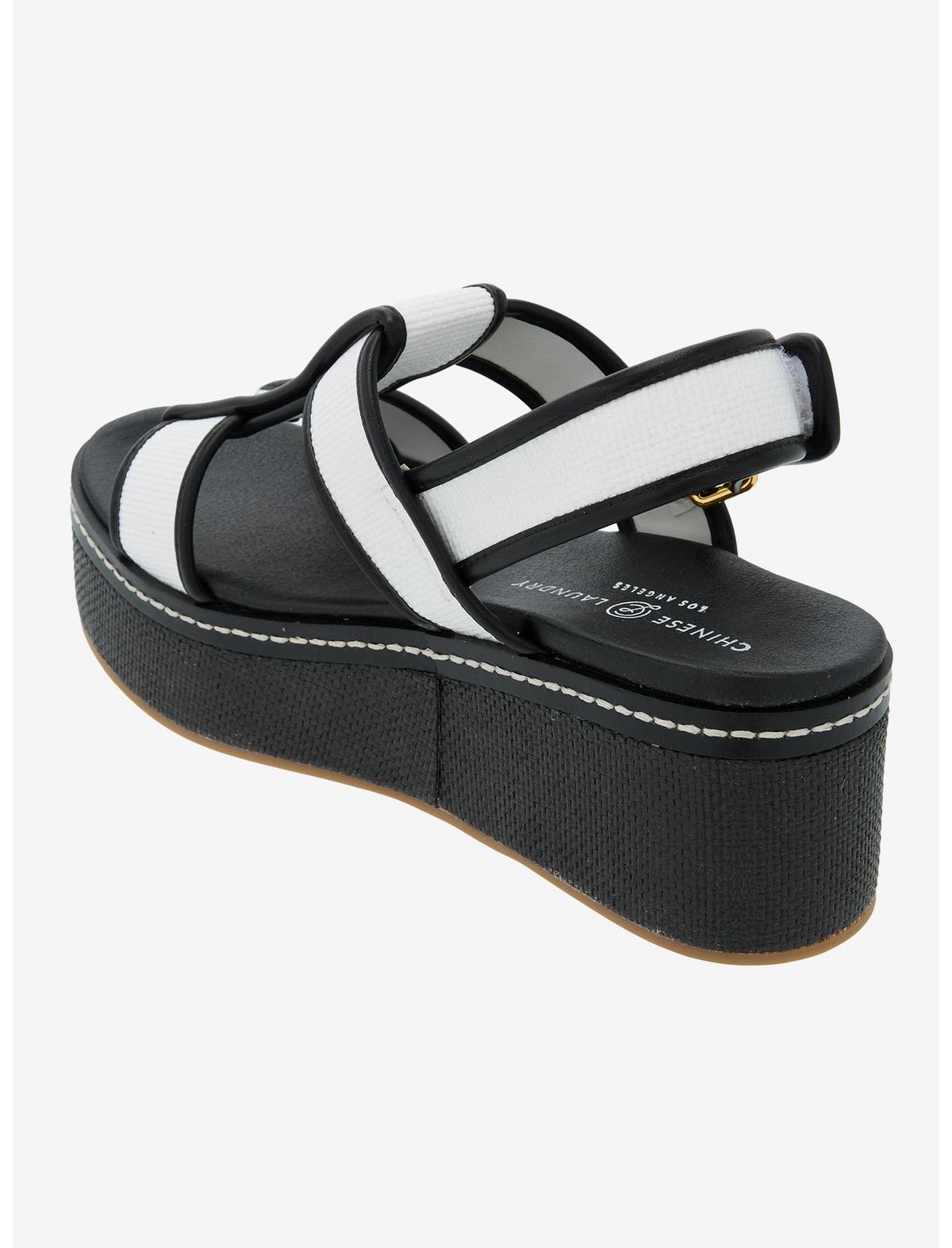 Chinese Laundry Black & White Strappy Platform Sandals - US 6082